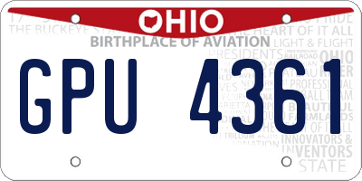 OH license plate GPU4361