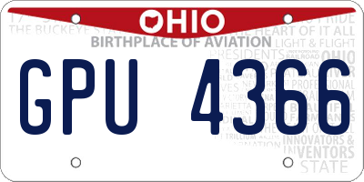 OH license plate GPU4366