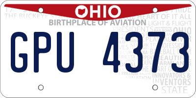 OH license plate GPU4373