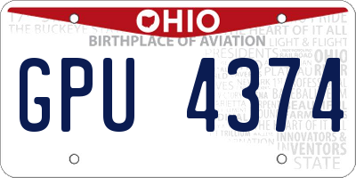 OH license plate GPU4374