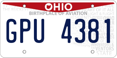 OH license plate GPU4381
