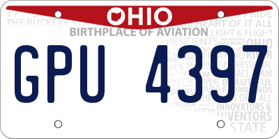OH license plate GPU4397