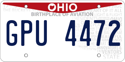 OH license plate GPU4472