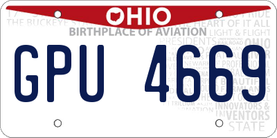 OH license plate GPU4669