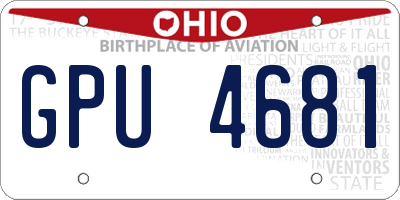 OH license plate GPU4681