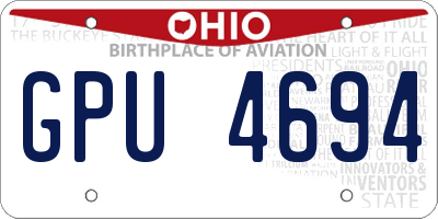 OH license plate GPU4694