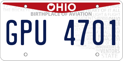 OH license plate GPU4701