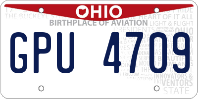 OH license plate GPU4709