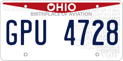 OH license plate GPU4728