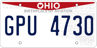 OH license plate GPU4730