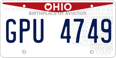 OH license plate GPU4749