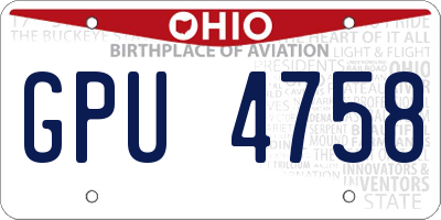 OH license plate GPU4758
