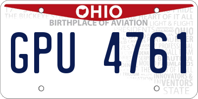 OH license plate GPU4761