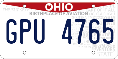 OH license plate GPU4765