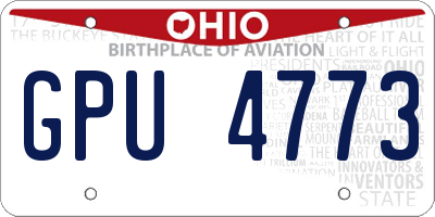 OH license plate GPU4773