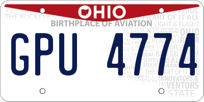 OH license plate GPU4774