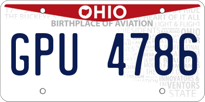 OH license plate GPU4786