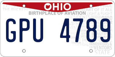 OH license plate GPU4789