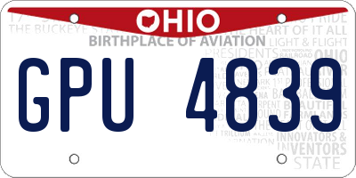 OH license plate GPU4839
