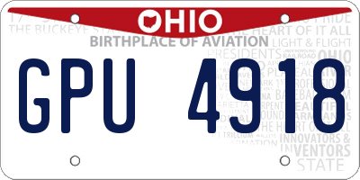 OH license plate GPU4918