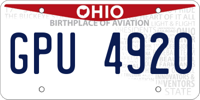 OH license plate GPU4920