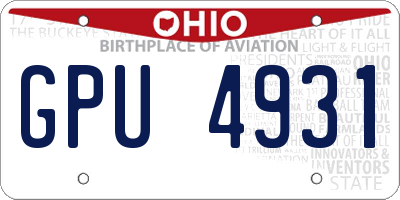OH license plate GPU4931