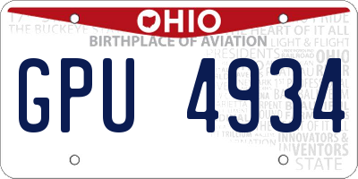 OH license plate GPU4934