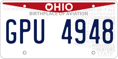 OH license plate GPU4948