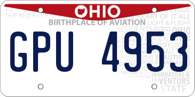 OH license plate GPU4953
