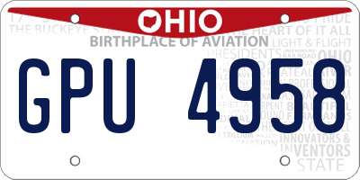 OH license plate GPU4958