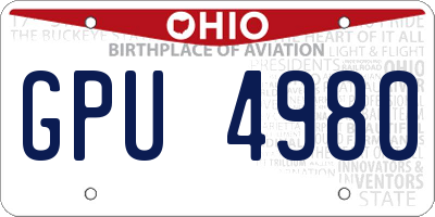 OH license plate GPU4980