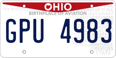 OH license plate GPU4983
