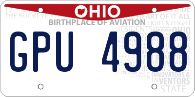 OH license plate GPU4988