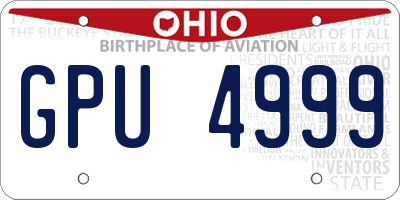 OH license plate GPU4999