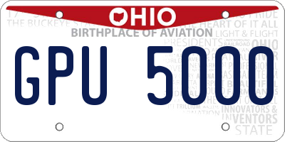 OH license plate GPU5000