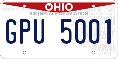 OH license plate GPU5001
