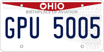 OH license plate GPU5005