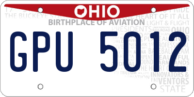 OH license plate GPU5012
