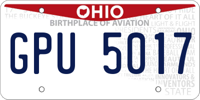 OH license plate GPU5017