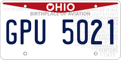 OH license plate GPU5021