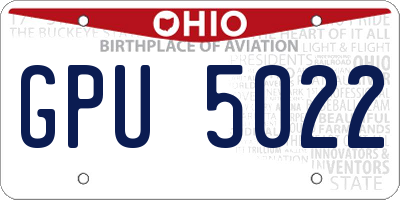 OH license plate GPU5022