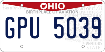 OH license plate GPU5039