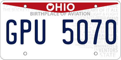 OH license plate GPU5070