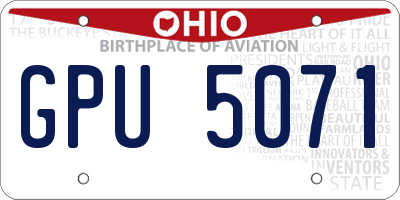 OH license plate GPU5071