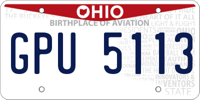 OH license plate GPU5113