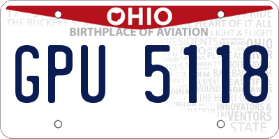 OH license plate GPU5118