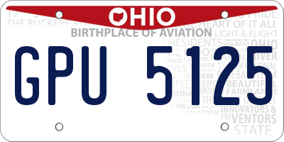 OH license plate GPU5125