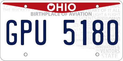 OH license plate GPU5180