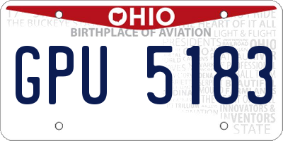 OH license plate GPU5183