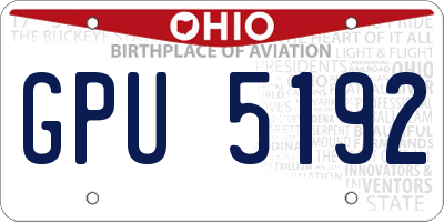 OH license plate GPU5192